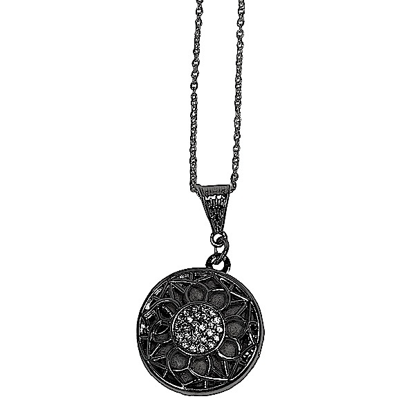 Sunflower essential oil “locket” diffuser necklace & rhinestones on silver chain - Picture 3 of 15
